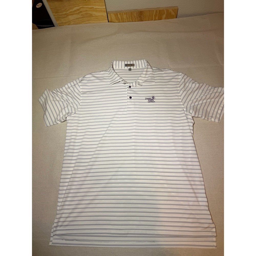 Peter Millar Men's Summer Comfort Polo Shirt White And Black Stripes Size XL